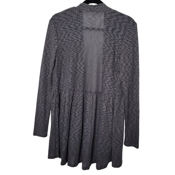 Eyeshadow Heathered Gray Open Front Peplum Tunic Cardigan Women Sz S - Picture 5 of 6